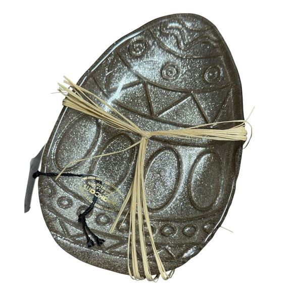 AKCAM Turkish 6" Plates Metallic Sparkle Glitter Glass Tapa Set of 4 Easter Egg - Picture 2 of 6